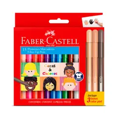 FABER-CASTELL - 15 Marcadores Caras Y Colores