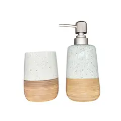 OEM - Set De Baño 2 Piezas Ceramica Jabon Porta Cepillo Bicolor