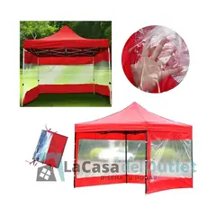GENERICO - Lateral o Pared Para Toldo Araña 3x3 Transparente Rojo