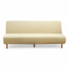 GENERICO - Funda Cubre Futon Cuadrille Elasticada Tela Gruesa Colores - Crema