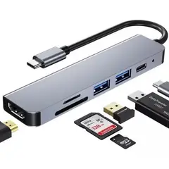 GENERICO - Hub Adaptador Usb-c 6 En 1