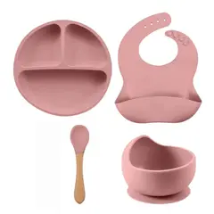 OEM - SET VAJILLA DE ALIMENTACION PARA BEBE PALO ROSA