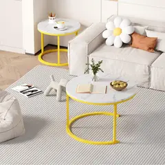 LELOX - 50cm y 70cm Mesa de Centro RedondasEstructura de Metal