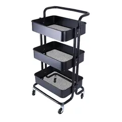 PROCHEF - Carro Multiuso Organizador 3 Niveles 100% Acero Negro