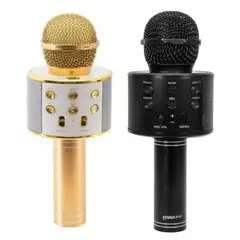 PHILCO - Kit 2 Micrófonos Con Parlante Bluetooth Inalámbrico Color Negro y Dorado