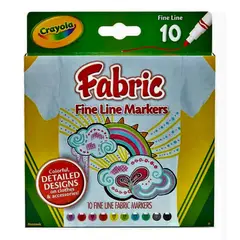 CRAYOLA - Marcadores Para Tela Fibra X 10 Colores Trazo Fino