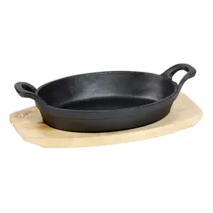 BRIVA - Sarten Hierro Ovalado Con Base Madera 22X118X32 Cm