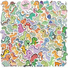 GENERICO - Sticker Dinosaurio Kawaii 100 unidades