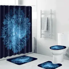 GENERICO - Set Juego De Baño Con Cortina Cubre Inodoro 4 Piezas