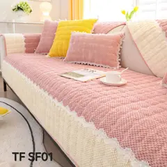 ANGELES DEL HOGAR - MANTA PARA SOFA TEJIDO BORDADO70CM X 70 CM ROSA