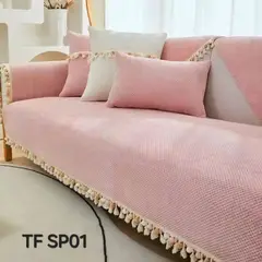 ANGELES DEL HOGAR - MANTA PARA SOFA BORDADO CON POMPONES 70 CM X 70 CM ROSA