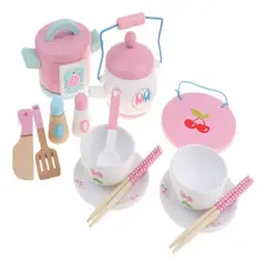 GENERICO - Set De Ollas Asiatica Con Utensilios Juguete De Madera