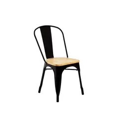 HABITA2 CHILE - Silla Tolix con asiento de madera - Negro