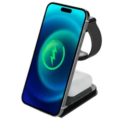MOTOMO - Estacion Base De Carga Inalambrica Carga Rapida 15W 3en1 T26.
