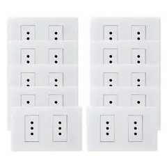 WANT - Pack 10 Tomacorriente Doble Metálico 10A - Blanco