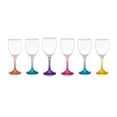 CRISTAR - Display 6 Copas Vino Versalles Pie Color 300mL Multicolores