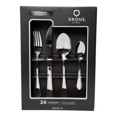 KRONS - Set Cubiertos 24 Piezas Cambridge Acero Inoxidable Cuchilleria