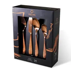 KRONS - Set Cubiertos 24 Pzs Copper Acero Inoxidable Menaje