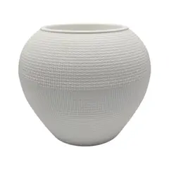 GENERICO - Macetero Plastico Redondo Ovalado Moderno Con Textura L - Blanco