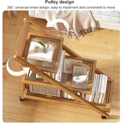 AIZO - Mesa Auxiliar Acrílica Plegable De 3 Niveles Con Ruedas 68x33x76cm