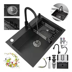 KUANGYE - Combo Lavaplato Empotrado 60x45x21cm Acero Inoxidable Lavavaso