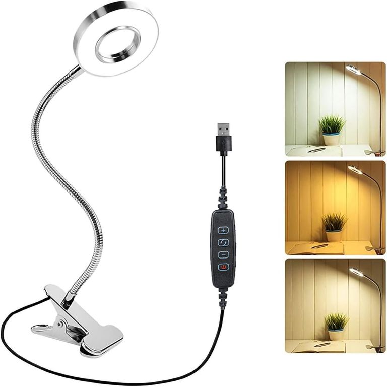 3 Modes Lámpara De Mesa De Cuello De Cisne Flexible 360°-Plata
