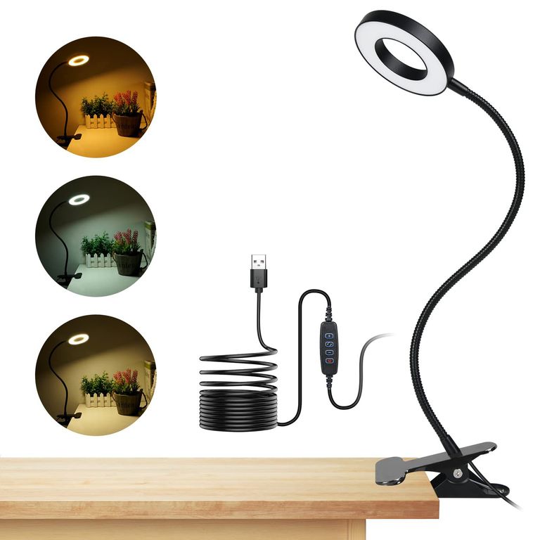 3 Modes Lámpara De Mesa De Cuello De Cisne Flexible 360°-Negro