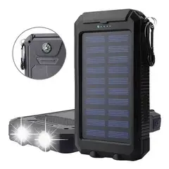 GENERICO - Solar power bank 12000 mAh cargador solar portátil dual color negro