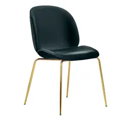HABITA2 CHILE - Silla Comedor Felpa Berlin con patas Doradas - Negro