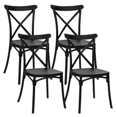 PANDALINO - Pack 4 Silla Crossback Negra - Ideal Terraza y Interior