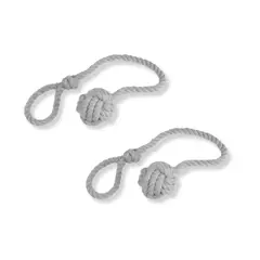 GENERICO - 2 Toma Cortinas Algodón Borla Gris