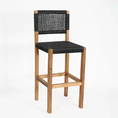 NECTAR - Silla de BAR simón madera fibra sintética color negro H72cm