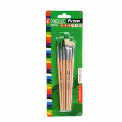 TORRE - Set Pinceles Mixtos Plano-redondo 6 Unid