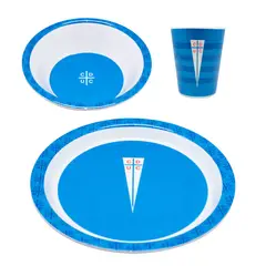 OEM - Set de Platos Desayuno Melamina Universidad Católica 3 Piezas