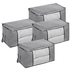 DECOTEAM - Pack 4 Cajas Organizadoras Tela con Visor 60x35x40
