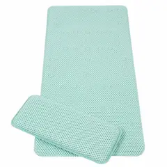 CLEVAMAMA - Mat Antideslizante para Bañera más Cojín Verde