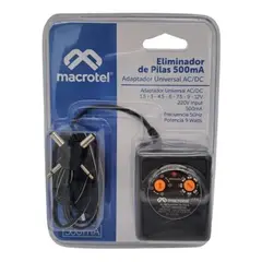 MACROTEL - Eliminador De Pilas 500ma- Adaptador Universal Acdc Macrote