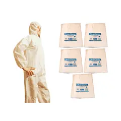 CLEANCARRIER - Pack 5 Buzos Desechable Polipropileno Blanco - Talla M
