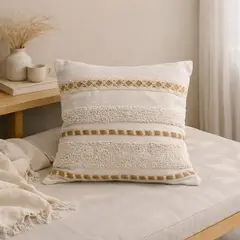 COLETTE - Funda De Cojin Boho Lineas Trenzado Crudo