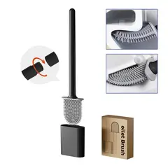 GENERICO - Juego De Escobilla De Silion Con Base Para Baño-Negro