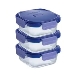 LUMINARC - Pack 3 Contenedores Vidrio Hermético Cuadrado 800mL Luminarc.