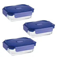 LUMINARC - Pack 3 Contenedores Vidrio Hermético Rectangular 1520mL Luminarc.