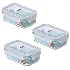 GLASSLOCK - Pack 3 Contenedores Vidrio Hermetico Rect 400mL Glasslock.
