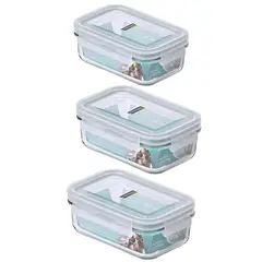 GLASSLOCK - Pack 3 Contenedores Vidrio Hermetico Rect 715mL