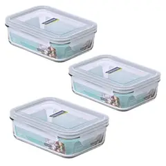 GLASSLOCK - Pack 3 Contenedores Vidrio Hermetico Rect 2000mL Glasslock.