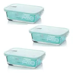 ALLEGRA - Pack 3 Contenedores Hermetico Vidrio Rectangular 750mL