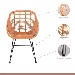 CORI CORI - Butaca con Apoyabrazos de Terraza Rattan Grecia Madera