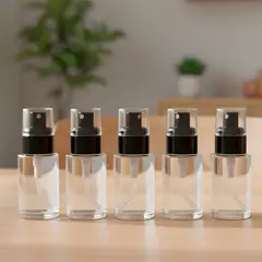 GENERICO - Set 12 Frascos Transparente Válvula de Spray Tapa Negra 30ml