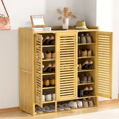 HALMAN - Zapatero de tres puertas y siete niveles 88x32x95cm