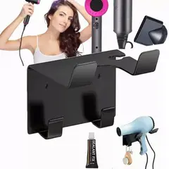 EDWINAYY - Soporte Porta Secador De Pelo Sin Perforar Metálico Adhesivo